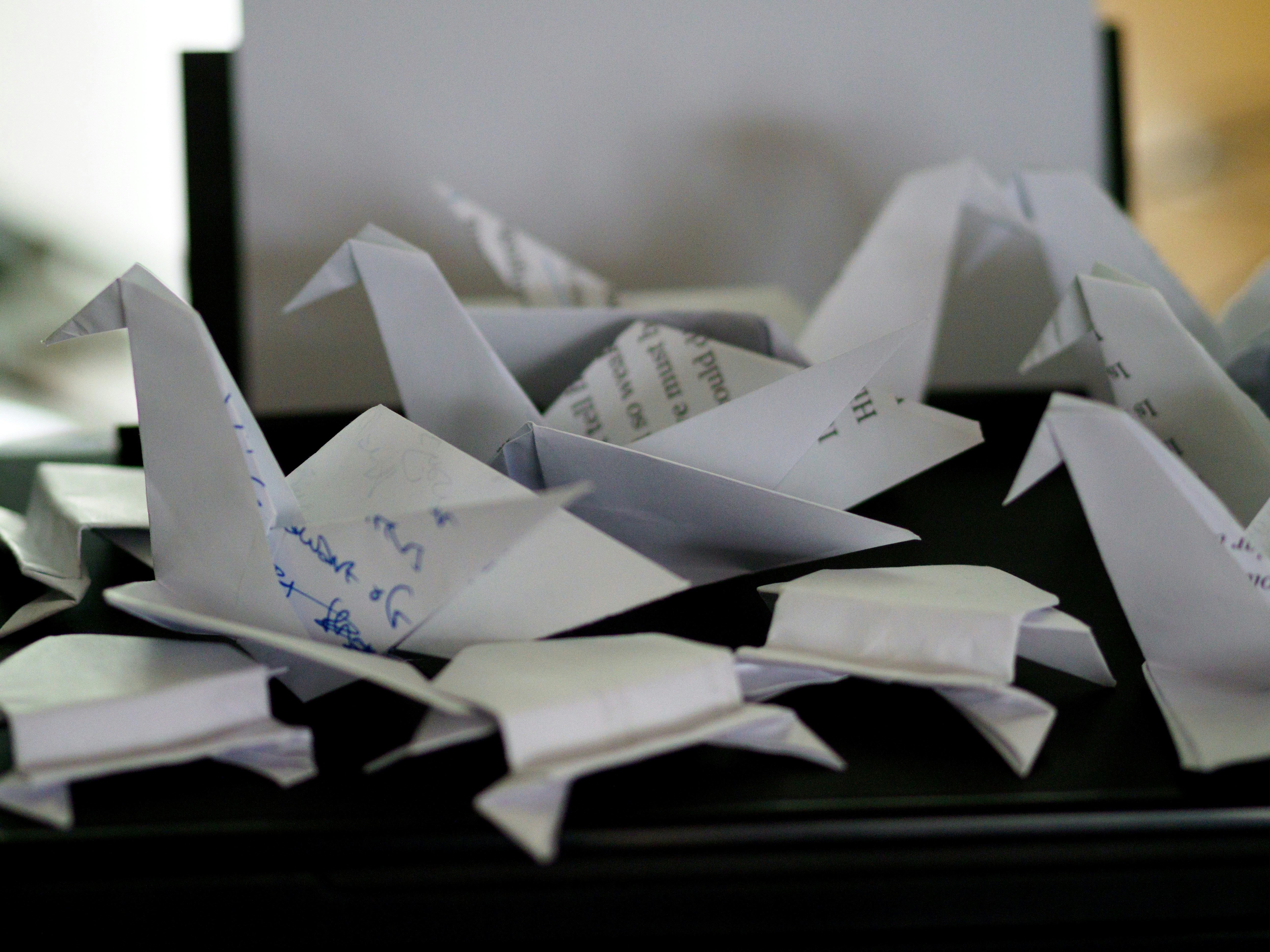 origami, paper, paper folding, folding, close up, bokeh,